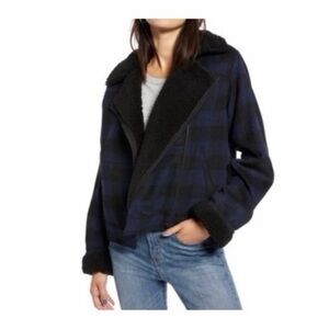 Treasure & Bond Plaid Moto Faux Shearling‎ Jacket